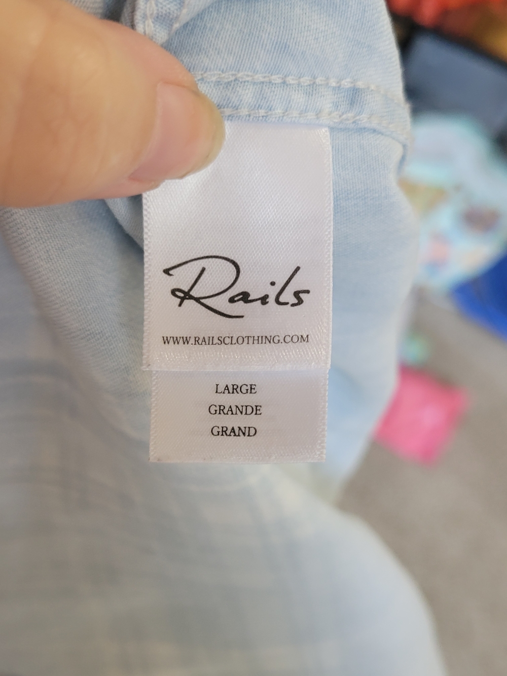 Rails Light Blue Liam Plaid Chambray Long Sleeve Button down top - Picture 9 of 10